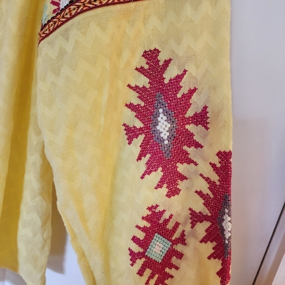 Soft surrondings boho tunic top flowy embroidered cotton lemon drop sizepsmall - Picture 7 of 10